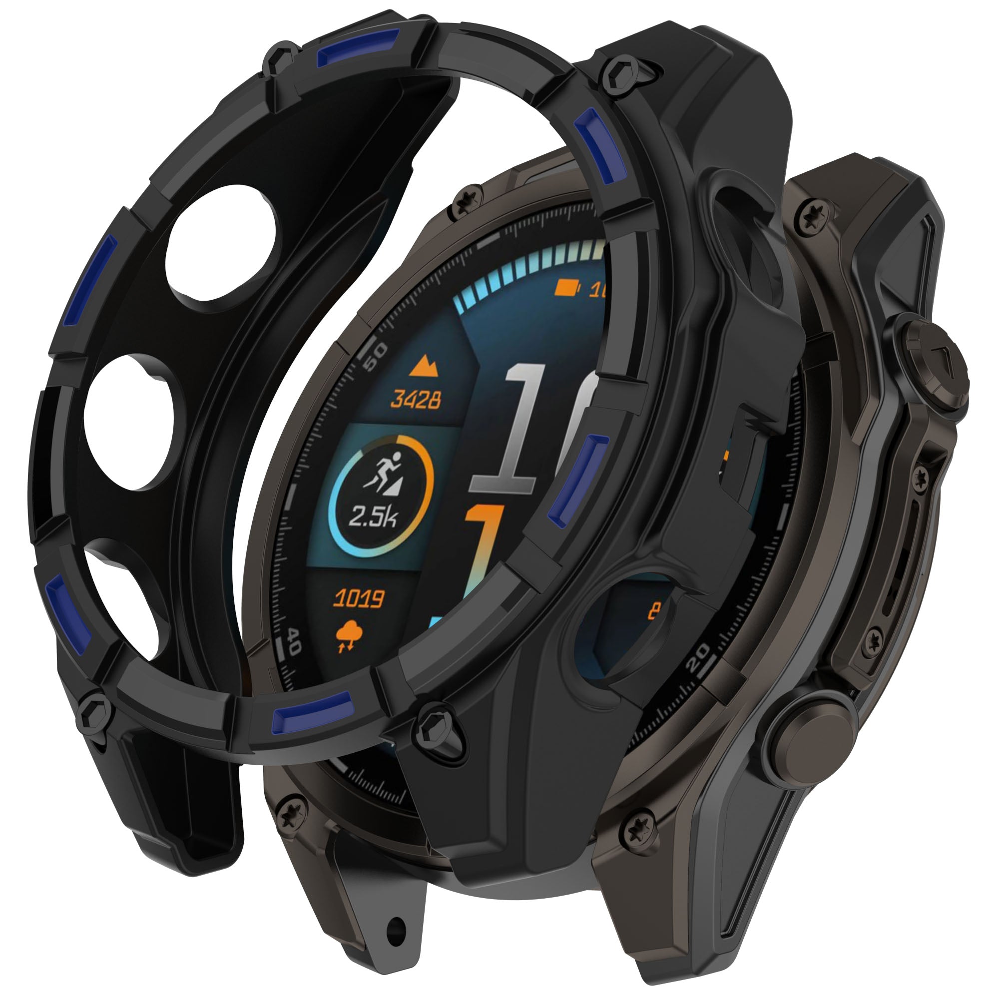 Garmin Quatix 8 - 47mm Rugged TPU case (zwart/blauw)