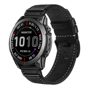 Garmin Fenix 8 - 51mm premium leren bandje (zwart)