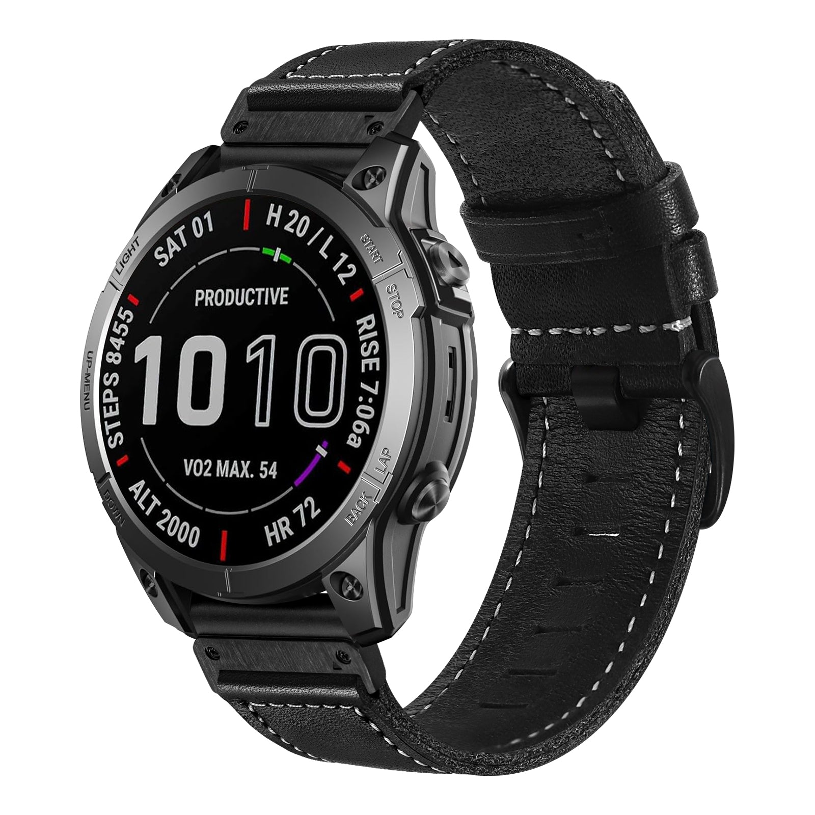 Garmin Fenix 8 - 51mm premium leren bandje (zwart)