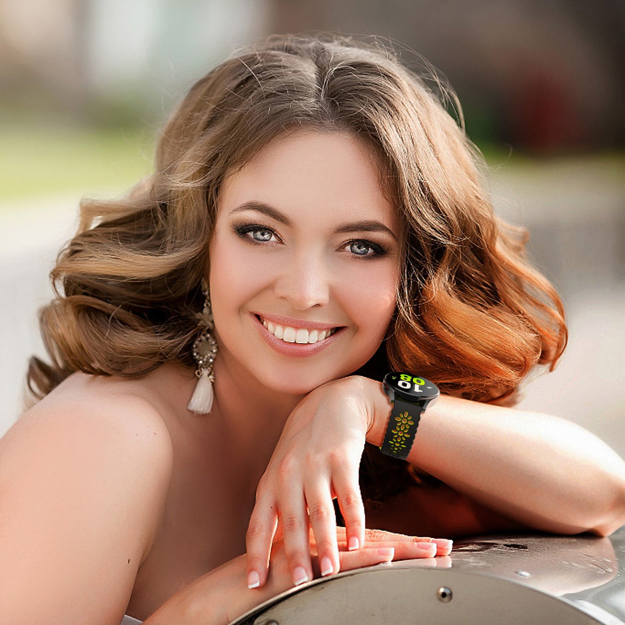 Amazfit Active 2 siliconen bandje met patroon (zwart/groen)