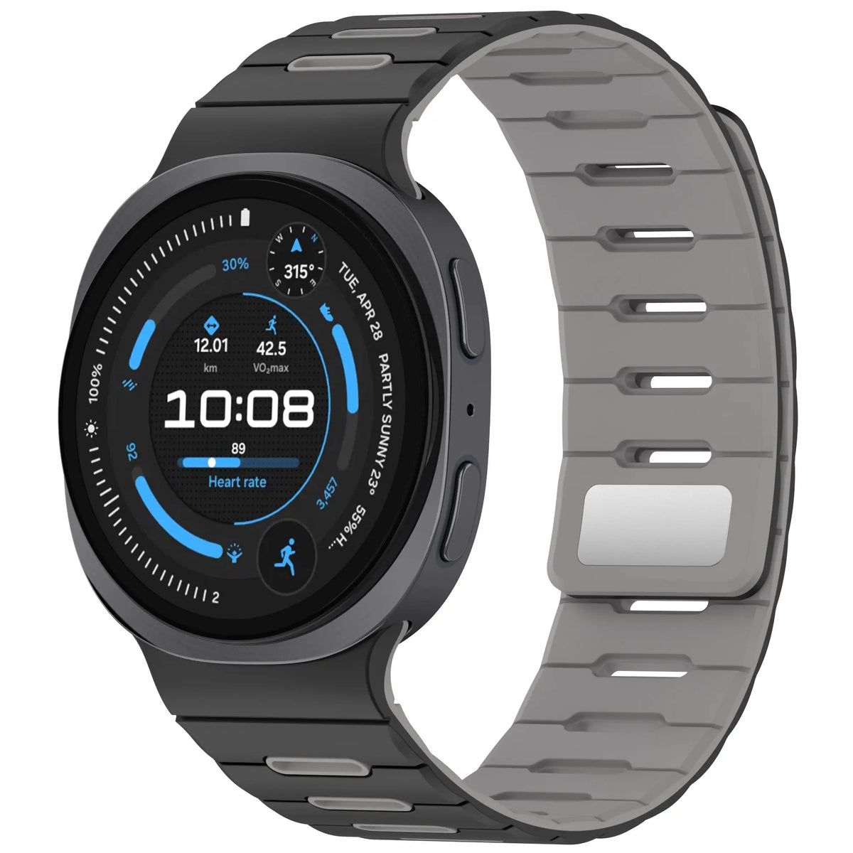 Samsung Galaxy Watch 8 - 40mm magnetisch siliconen bandje (zwart/grijs)