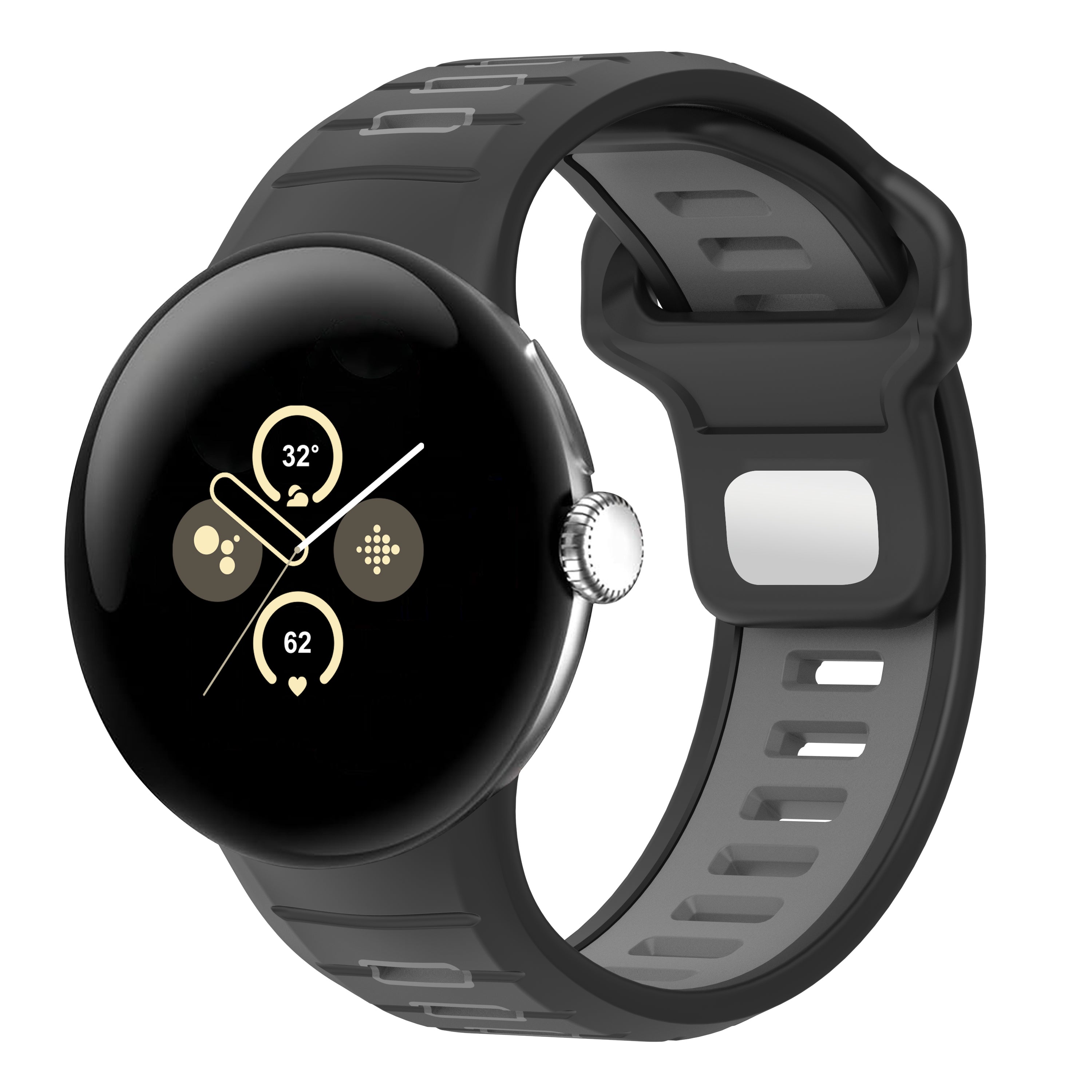 Google Pixel Watch 4 - 45mm sport duo band (zwart/grijs)