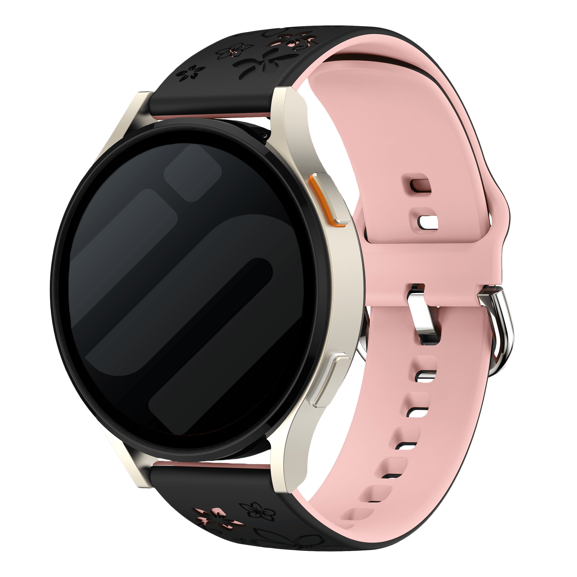 Amazfit GTS 4 Flower silicone band (zwart/lichtroze)