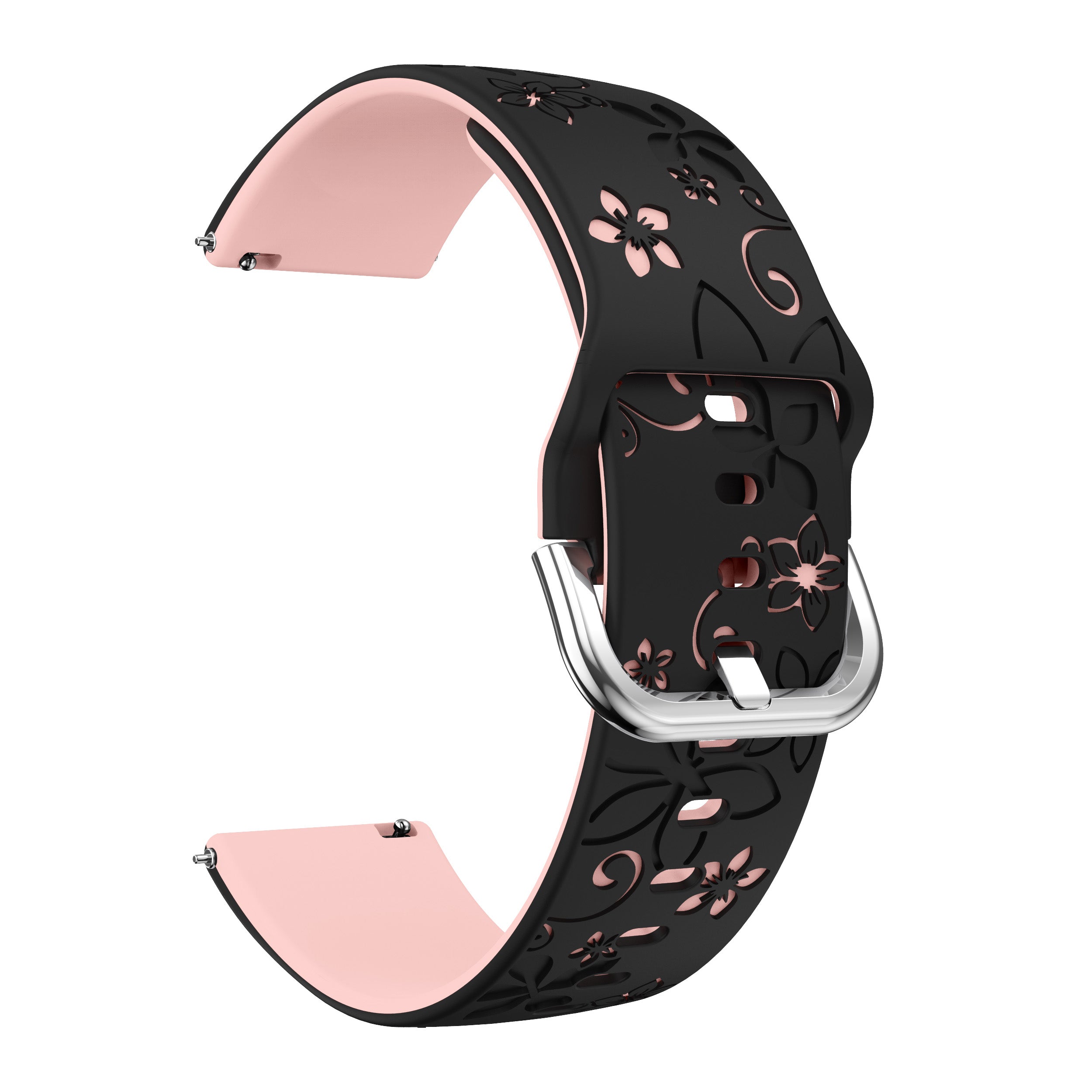 Amazfit GTS 4 Flower silicone band (zwart/lichtroze)
