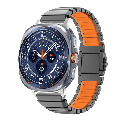 Samsung Galaxy Watch Ultra One Bead Titanium Hybrid Strap (Black/Orange)