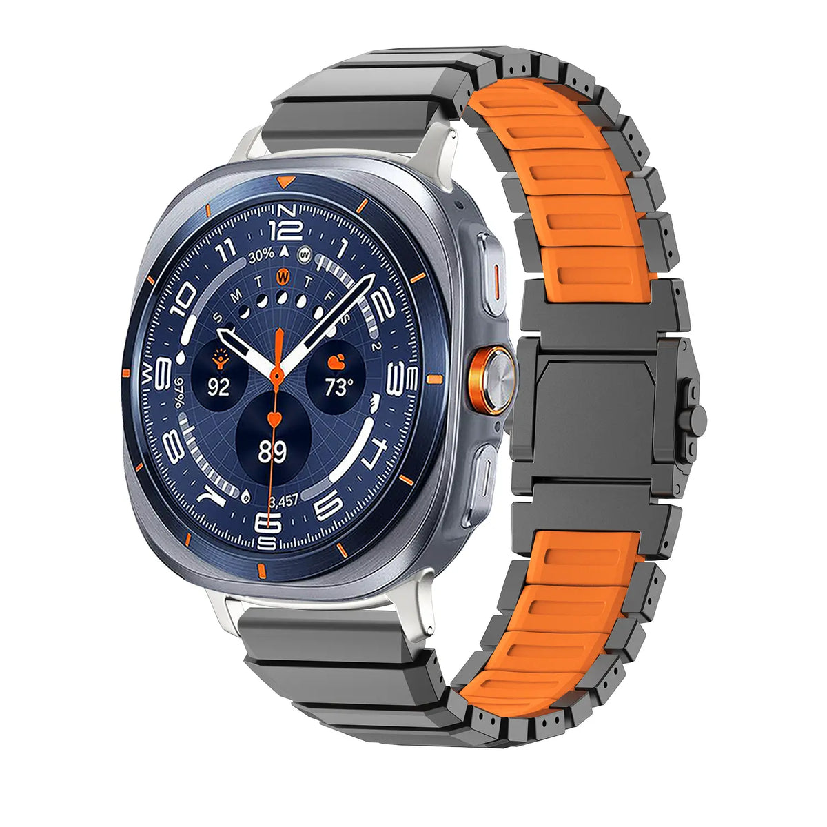 Samsung Galaxy Watch Ultra One Bead Titanium Hybrid Strap (Black/Orange)