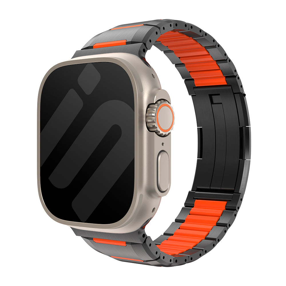 Apple Watch Ultra stalen hybrid band (zwart/oranje)