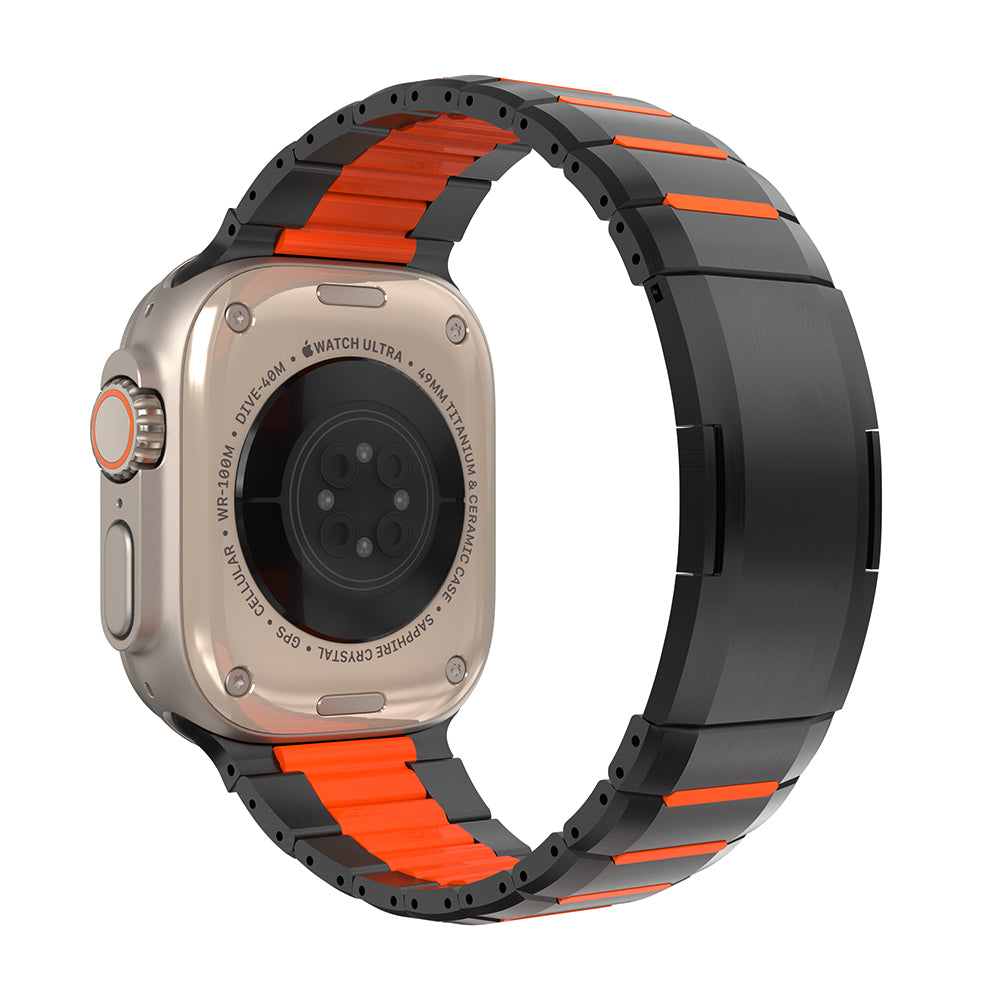 Apple Watch Ultra stalen hybrid band (zwart/oranje)