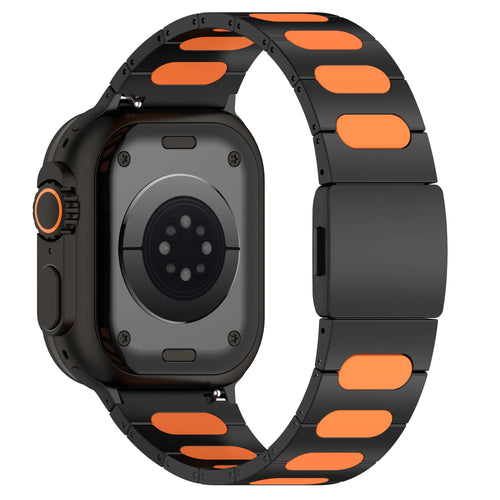 Apple Watch Ultra Refined Steel Hybrid Strap (Black/Orange)