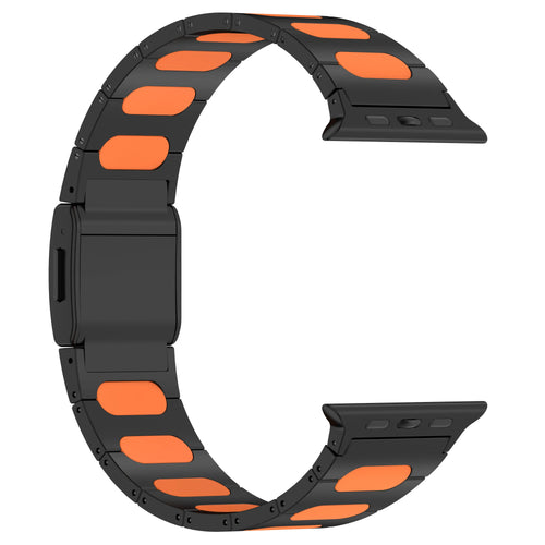 Apple Watch Ultra Refined Steel Hybrid Strap (Black/Orange)
