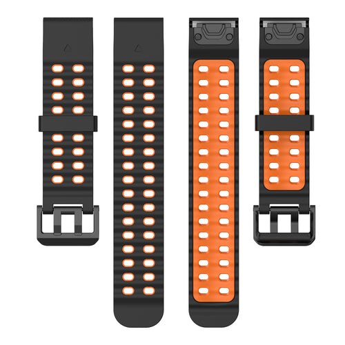Garmin Quatix 3 / 6x / 7x Solar wave sport band (zwart/oranje)