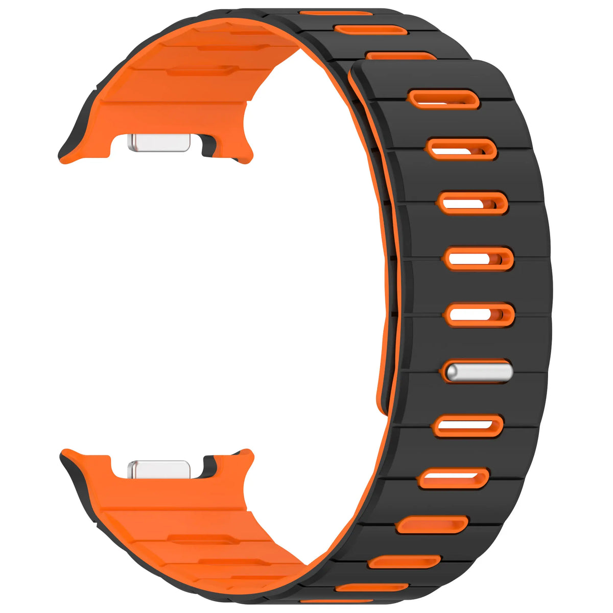 Samsung Galaxy Watch 8 - 44mm Magnetic Silicone Strap (Black/Orange)