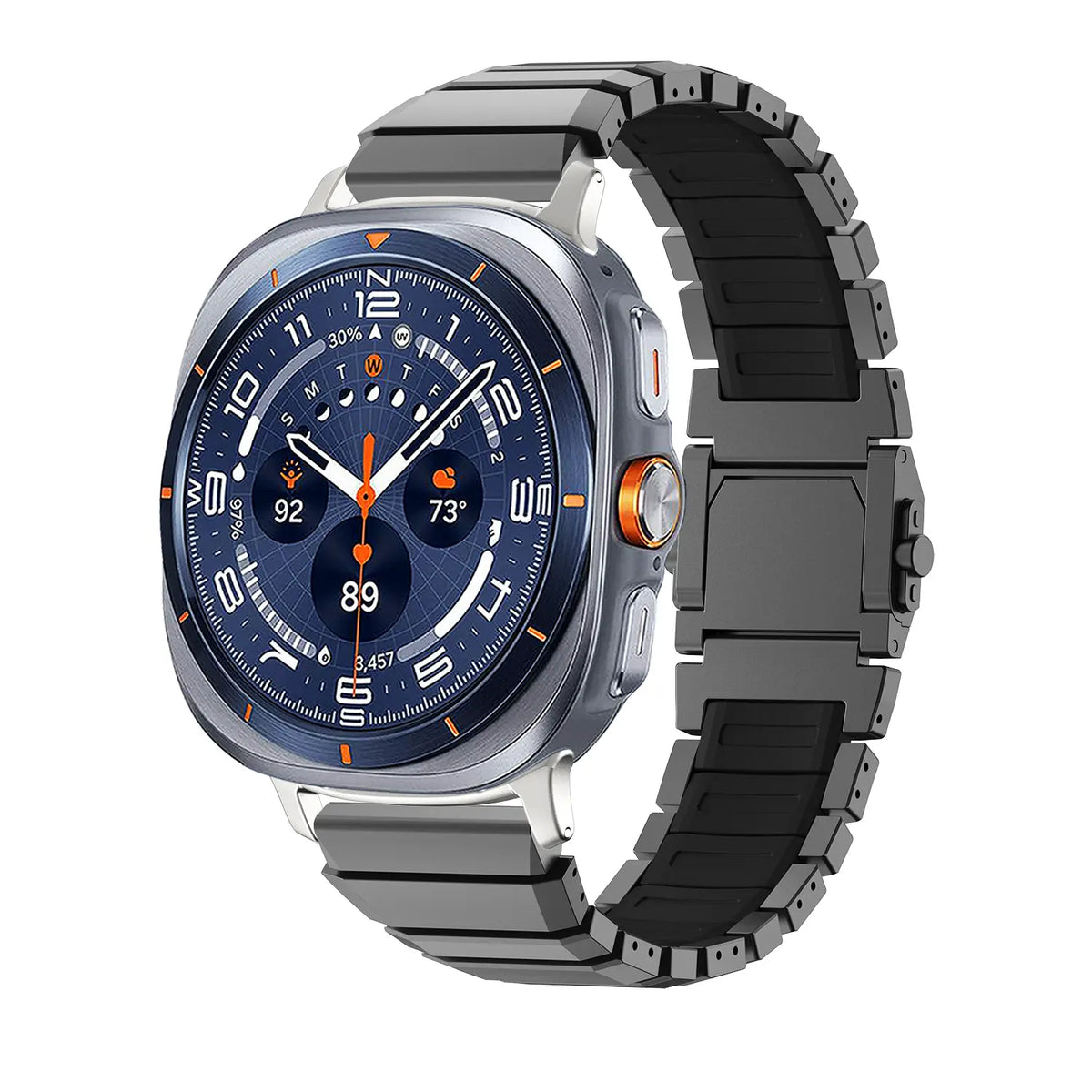 Samsung Galaxy Watch Ultra 2 one bead titanium hybrid band (zwart)