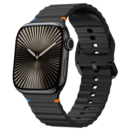 apple watch wave silicone strap black