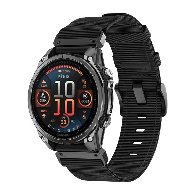 Garmin Quatix 8 Pro - 47mm premium nylon gesp band (zwart)