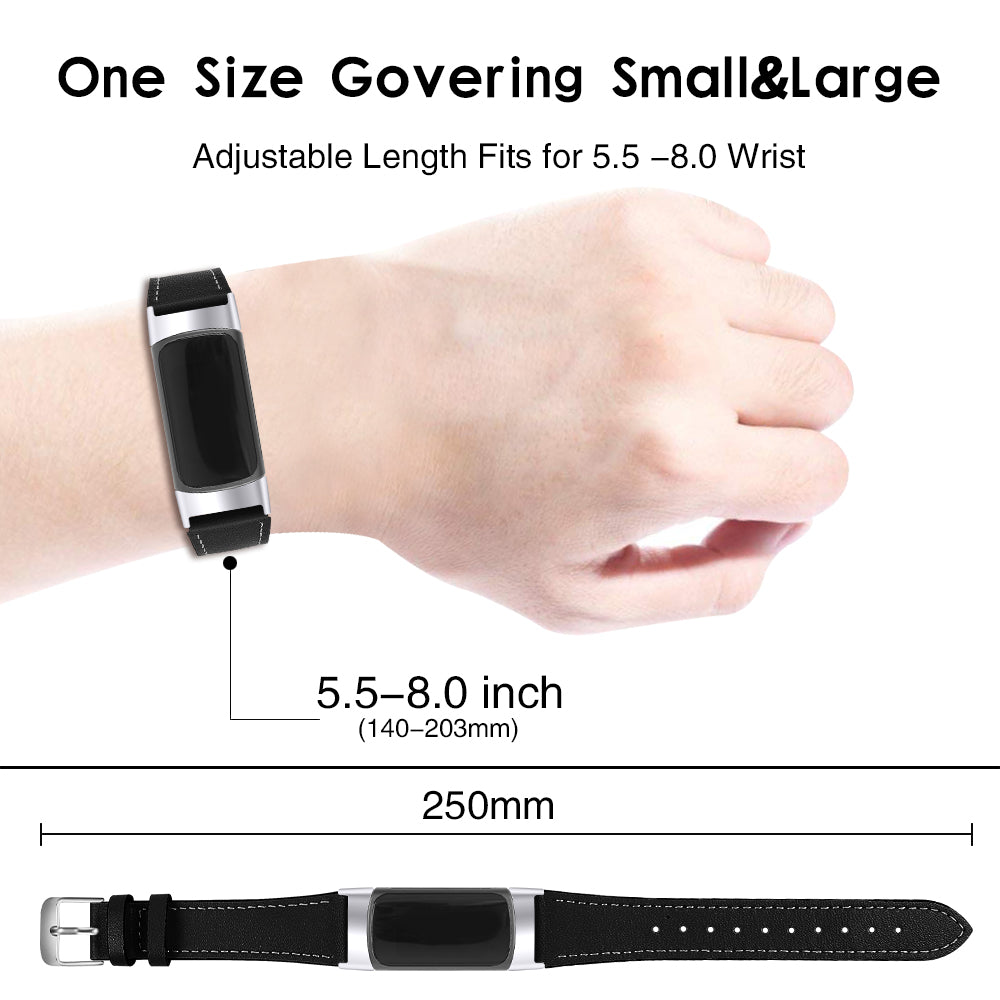 Fitbit Charge 6 modern leren bandje (zwart)