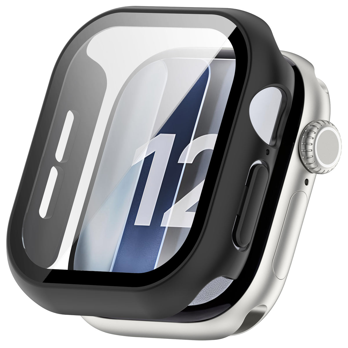 Apple Watch 12 - 46mm hard case met glas (zwart)