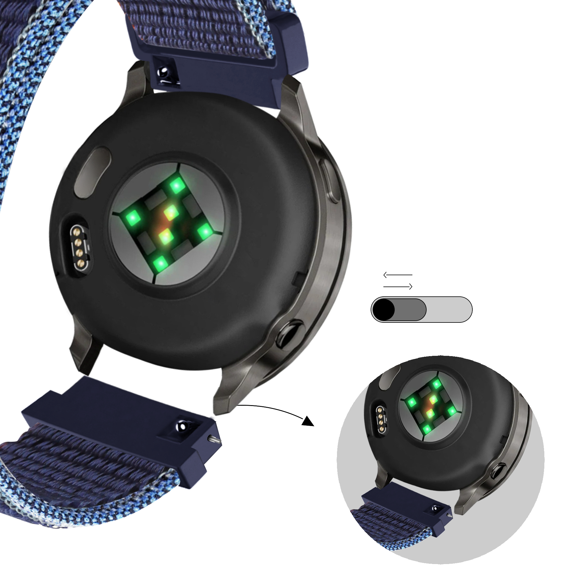 Bandz Garmin Forerunner 265s Nylon Loop Strap (Dark Blue Mix)