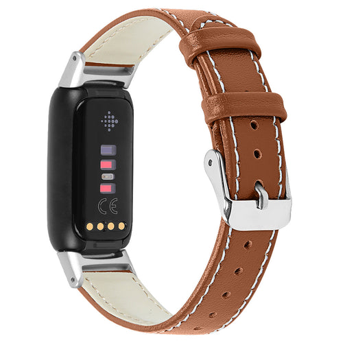 Fitbit Luxe modern leren bandje (bruin)