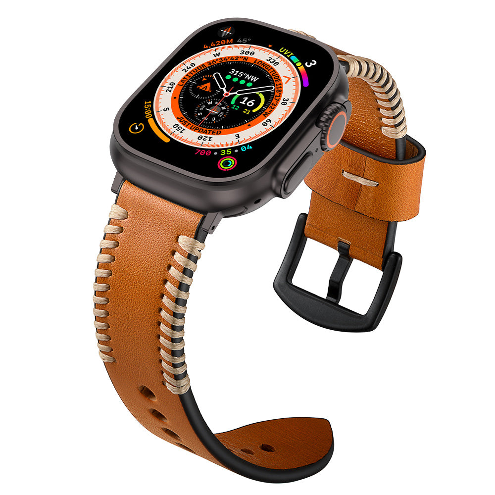 Apple Watch Stitched leren band (bruin)
