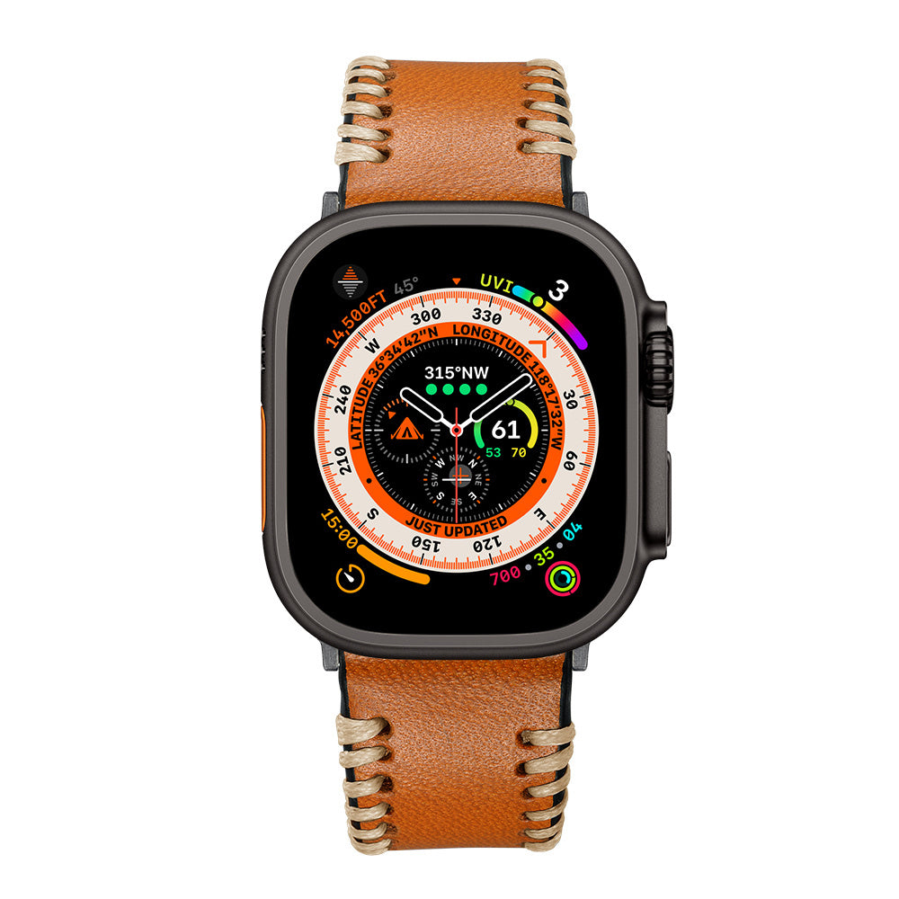 Apple Watch Stitched leren band (bruin)