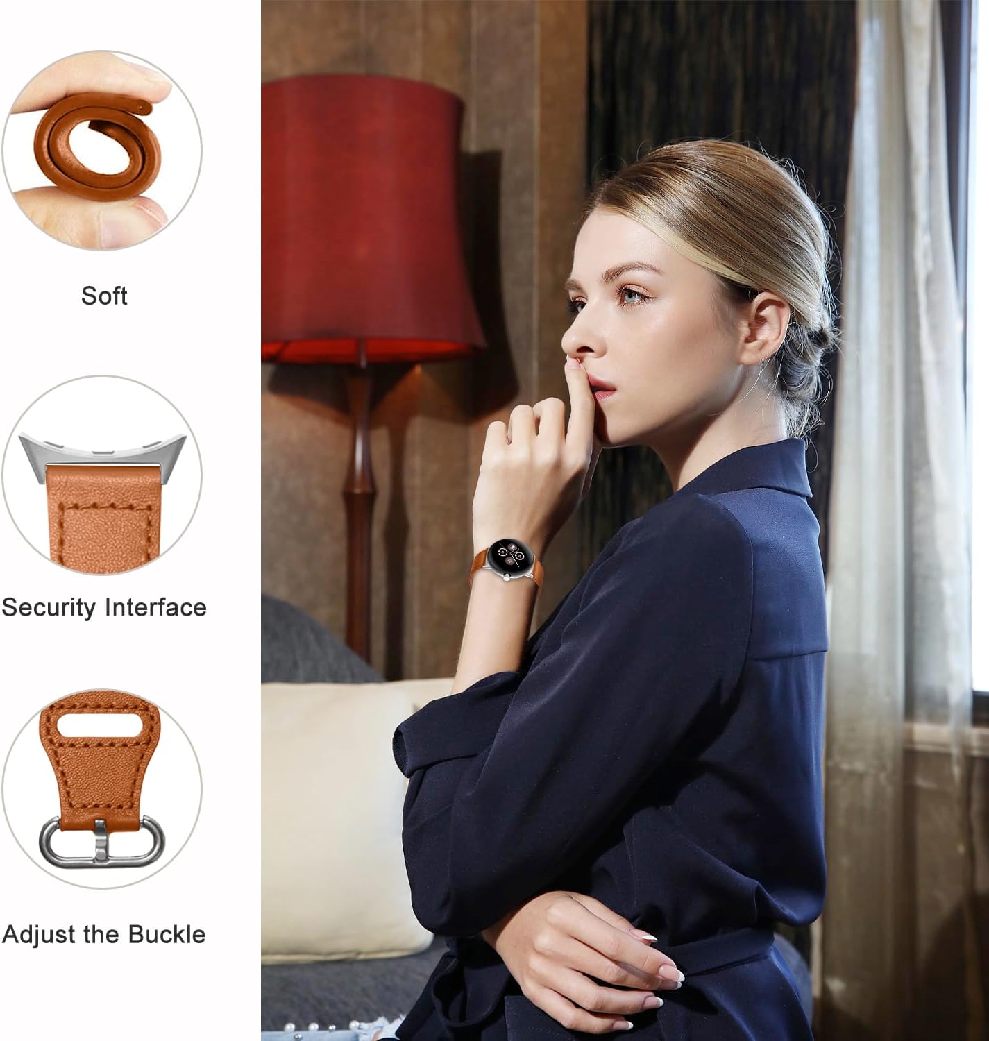 Google Pixel Watch 4 - 41mm leren gesp band (bruin)