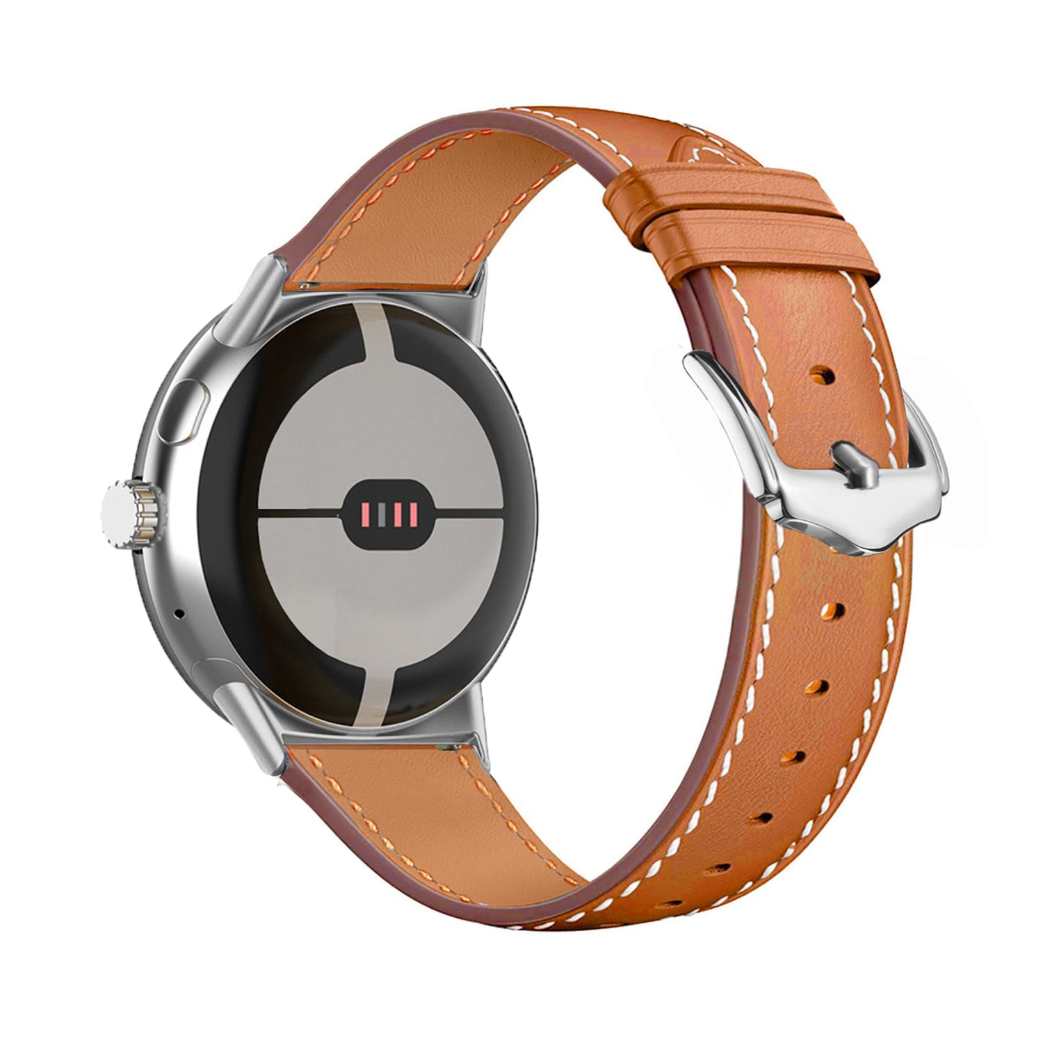 Google Pixel Watch 3 - 45mm modern leren band (bruin)