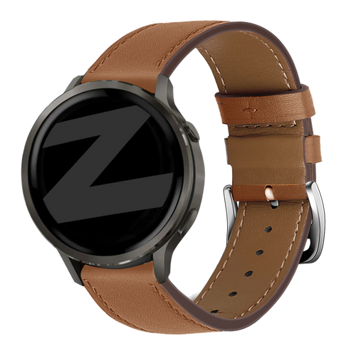 Bandz Garmin Vivoactive 4 Leather Strap 'Deluxe' (Brown)