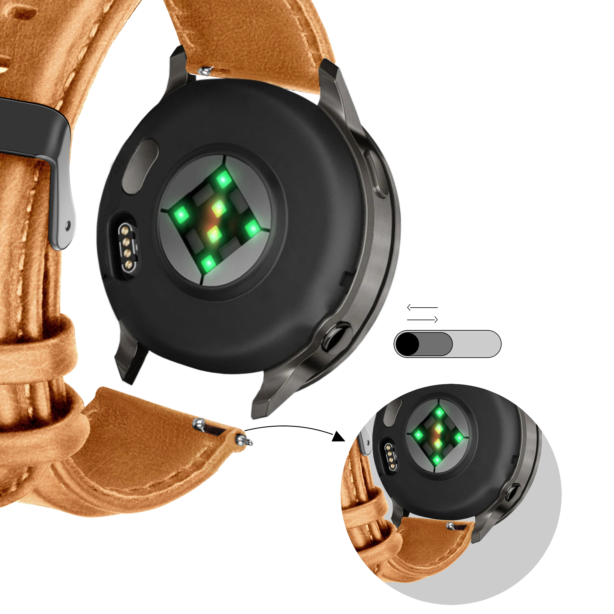 Bandz Garmin D2 Air X15 lederen band 'Classic' (bruin)