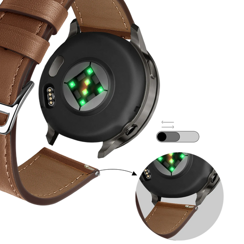 Bandz Garmin Vivoactive 4 Leather Strap 'Deluxe' (Brown)