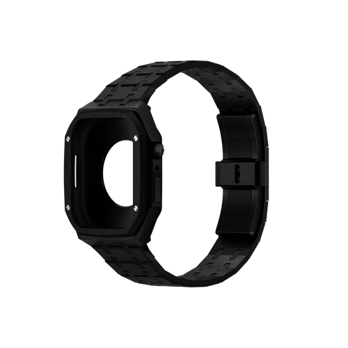 Reqior Apple Watch 45mm Kast met Stalen Band (Zwart)