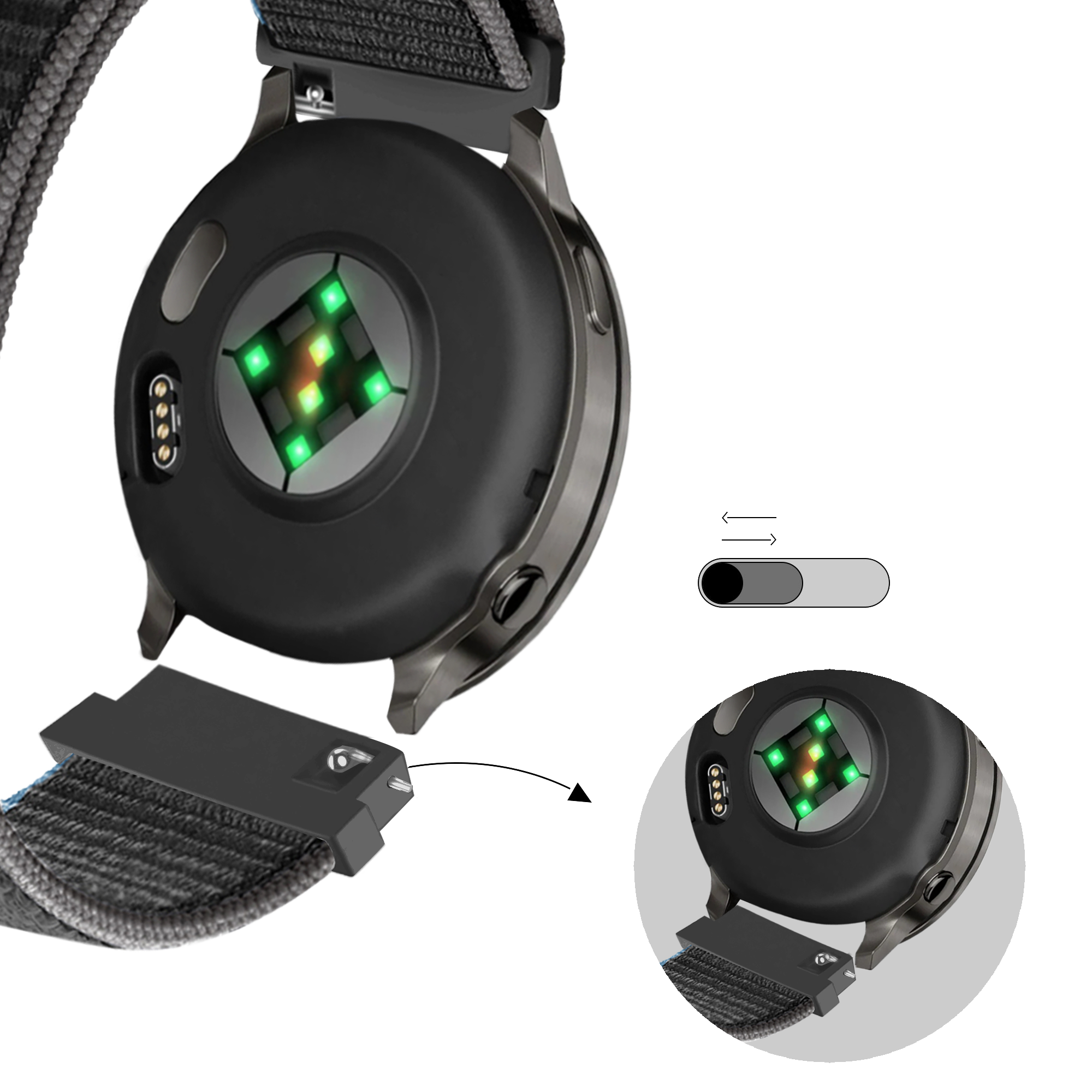 Bandz Garmin Forerunner 570 - 47mm nylon loop band (charcoal)