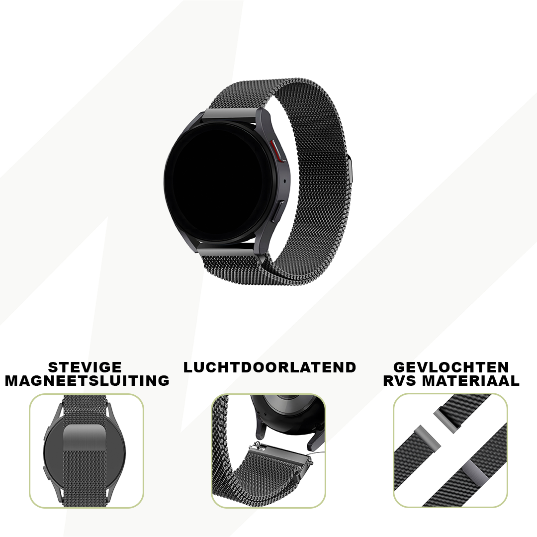 Bandz Garmin Vivoactive 3 Milanese loop band (zwart)