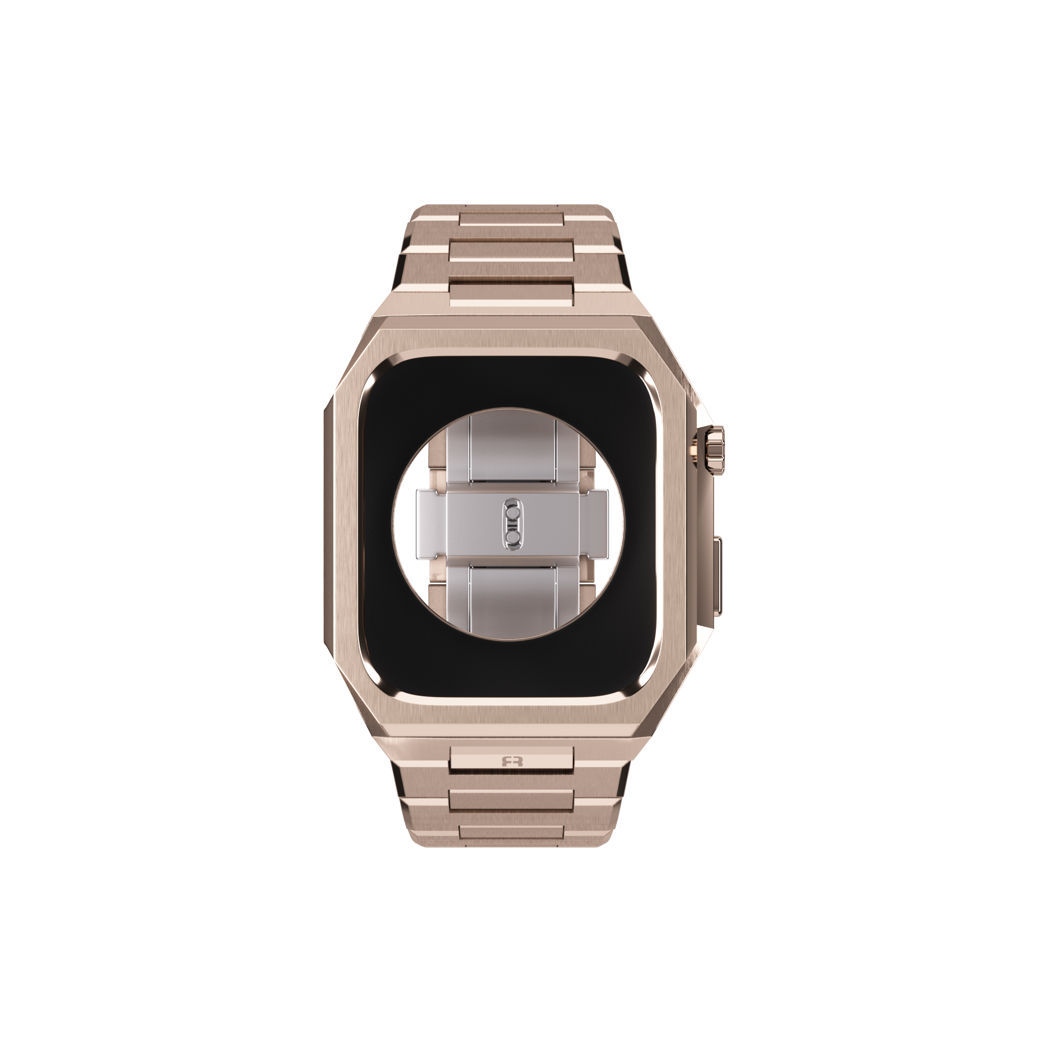 Reqior Apple Watch 45mm case met stalen band 'Nautilus' (roségoud)