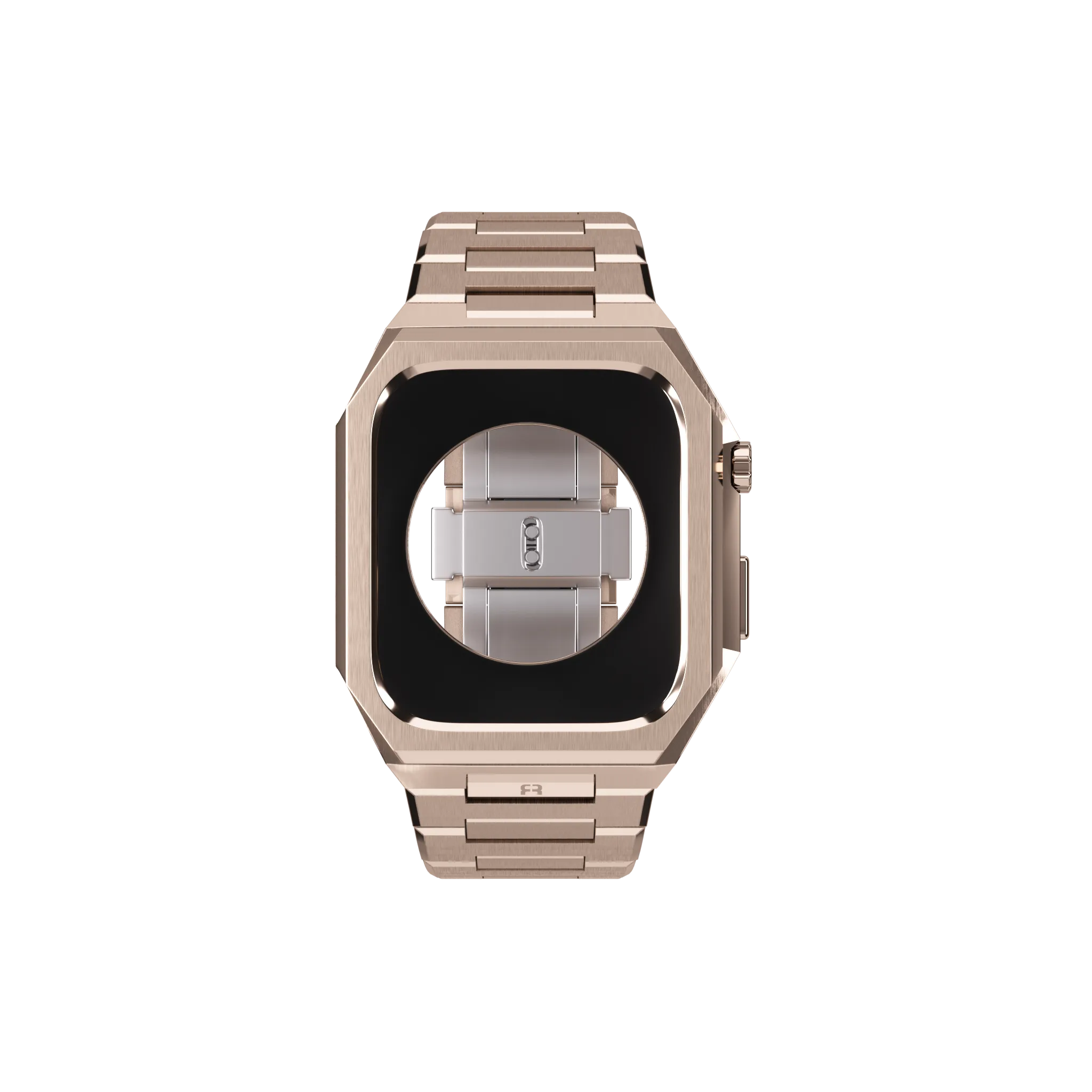 Reqior Apple Watch 45mm case met stalen band 'Nautilus' (roségoud)