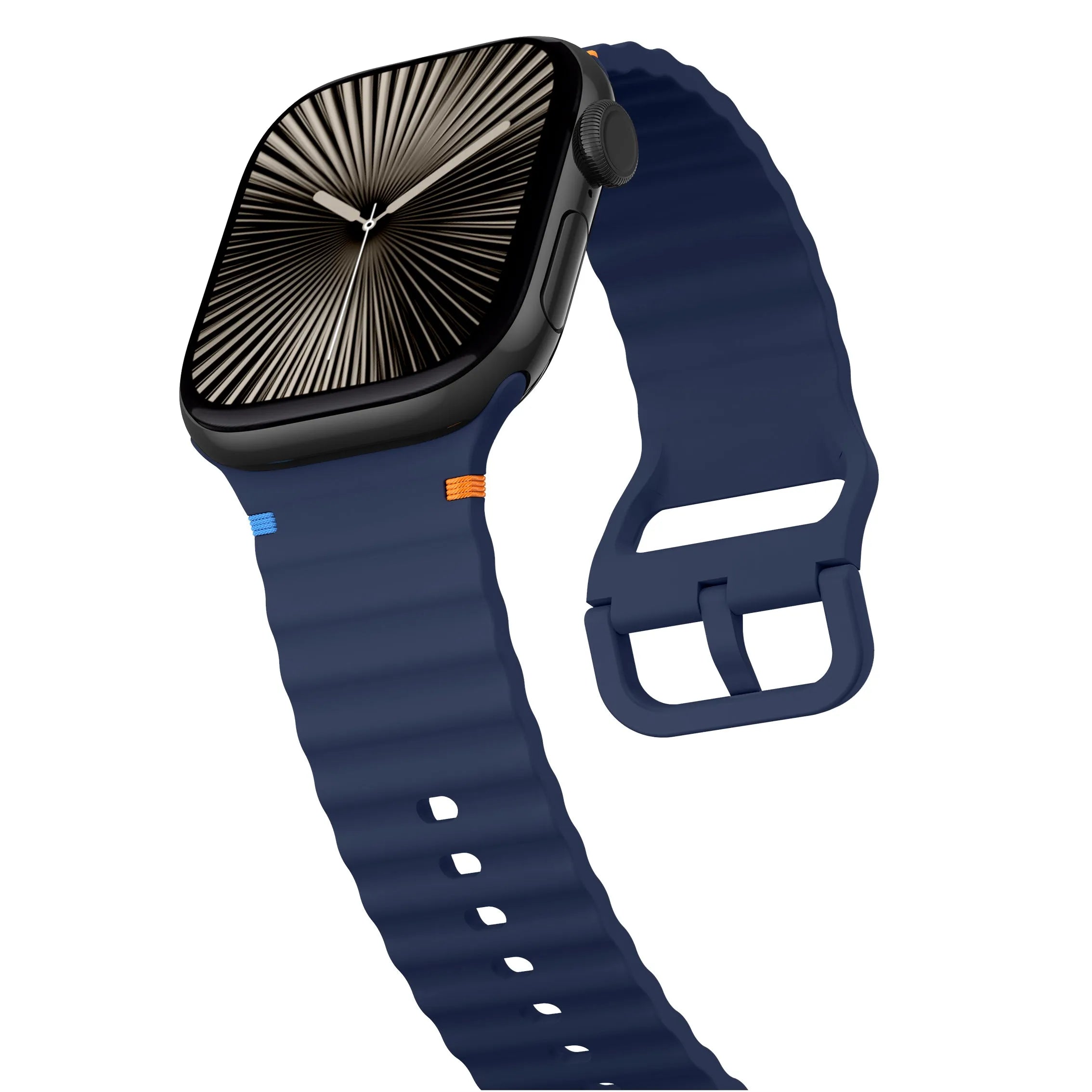 Apple Watch Wave siliconen bandje (donkerblauw)