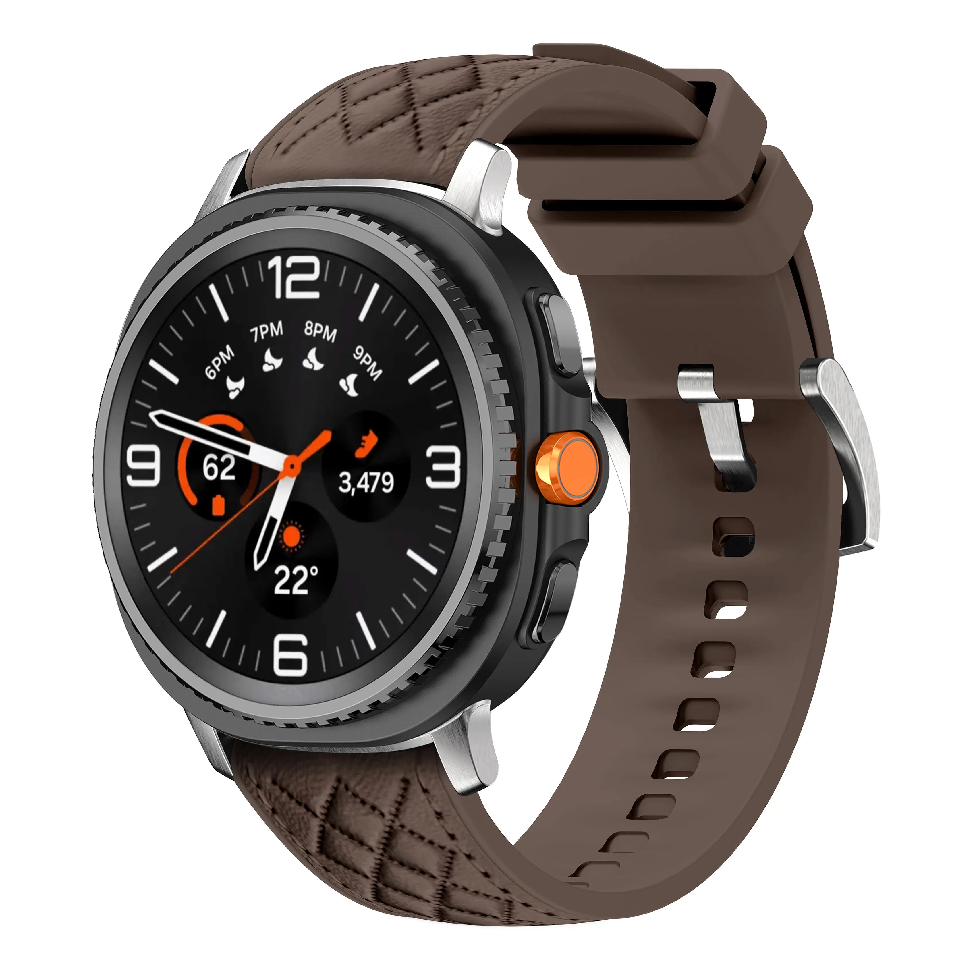 Samsung Galaxy Watch 9 - 44mm diamond hybrid leren band (donkerbruin)