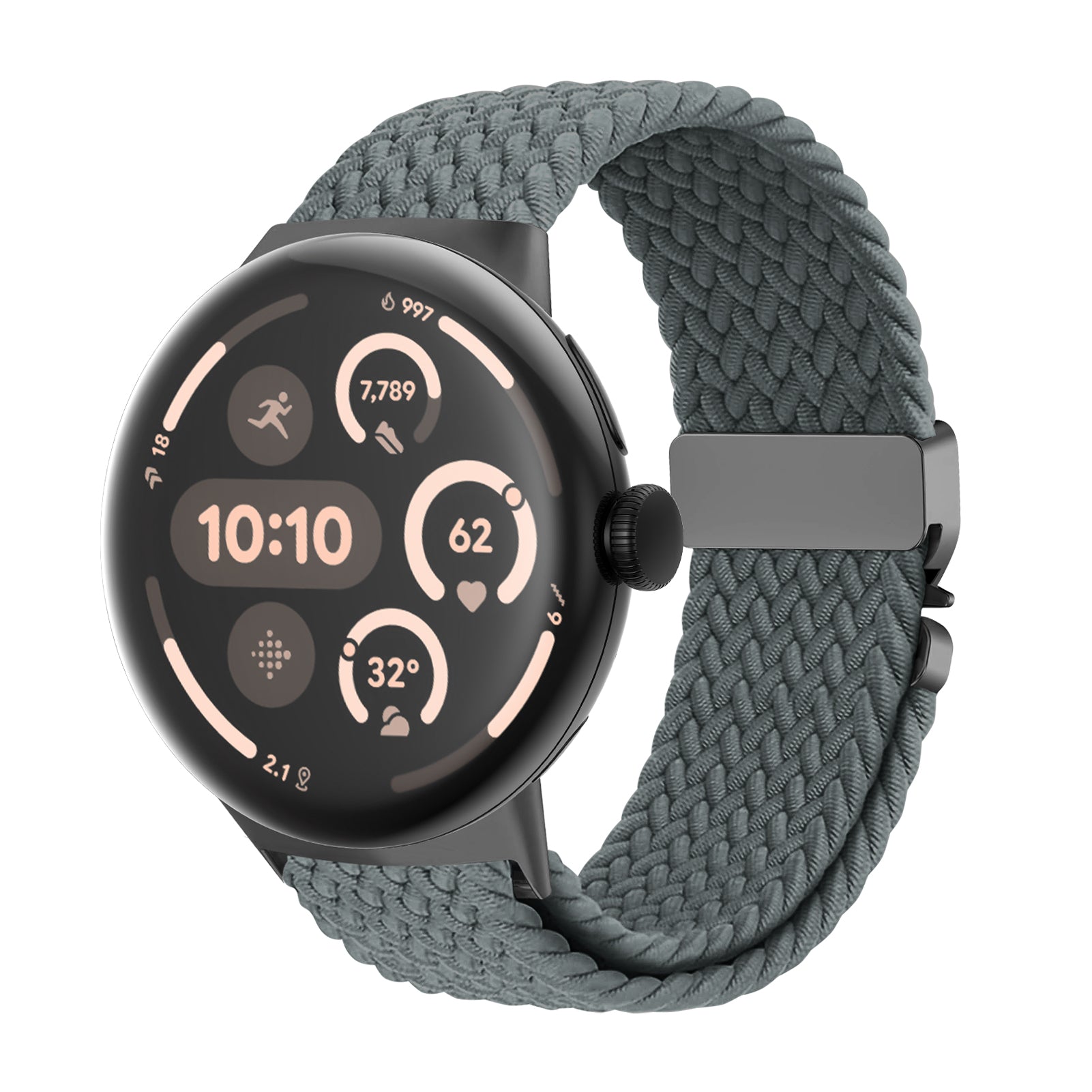 Google Pixel Watch 4 - 45mm gevlochten band met P-buckle (grijs)