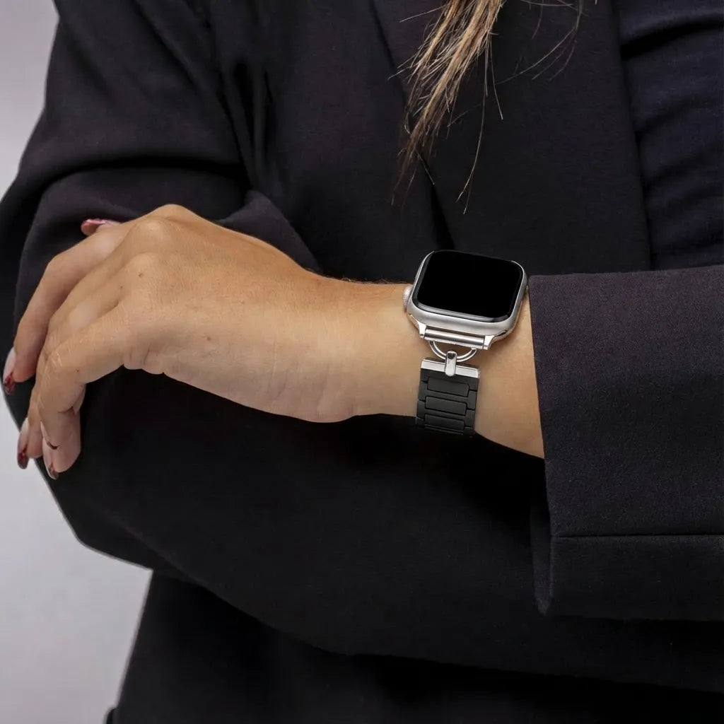 Bandz Apple Watch magnetische siliconen band 'Slim' (zwart)