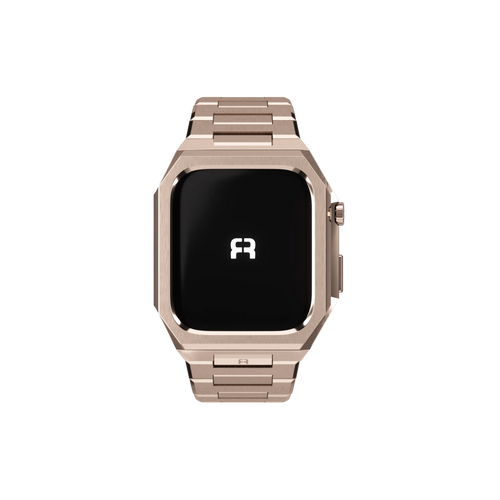 Reqior Apple Watch 45mm case met stalen band 'Nautilus' (roségoud)