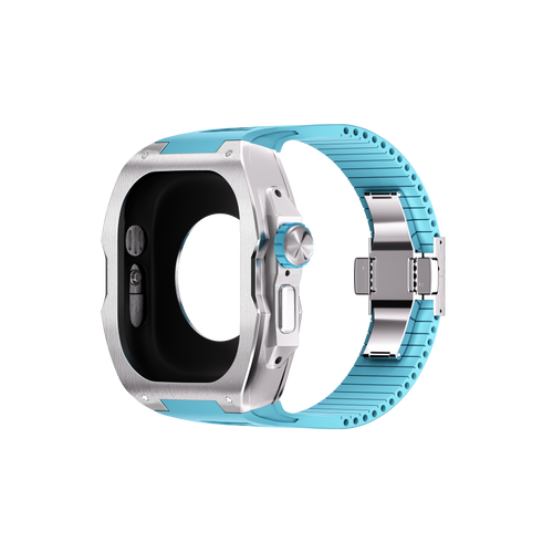 Reqior Apple Watch Ultra case met rubberen band (blauw)
