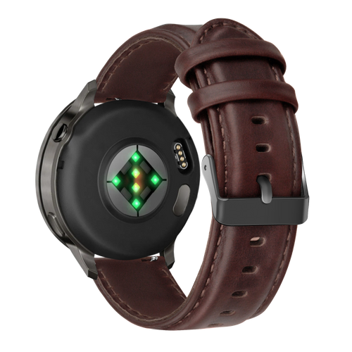Bandz Garmin Venu 2 Leather Strap 'Classic' (Dark Brown)