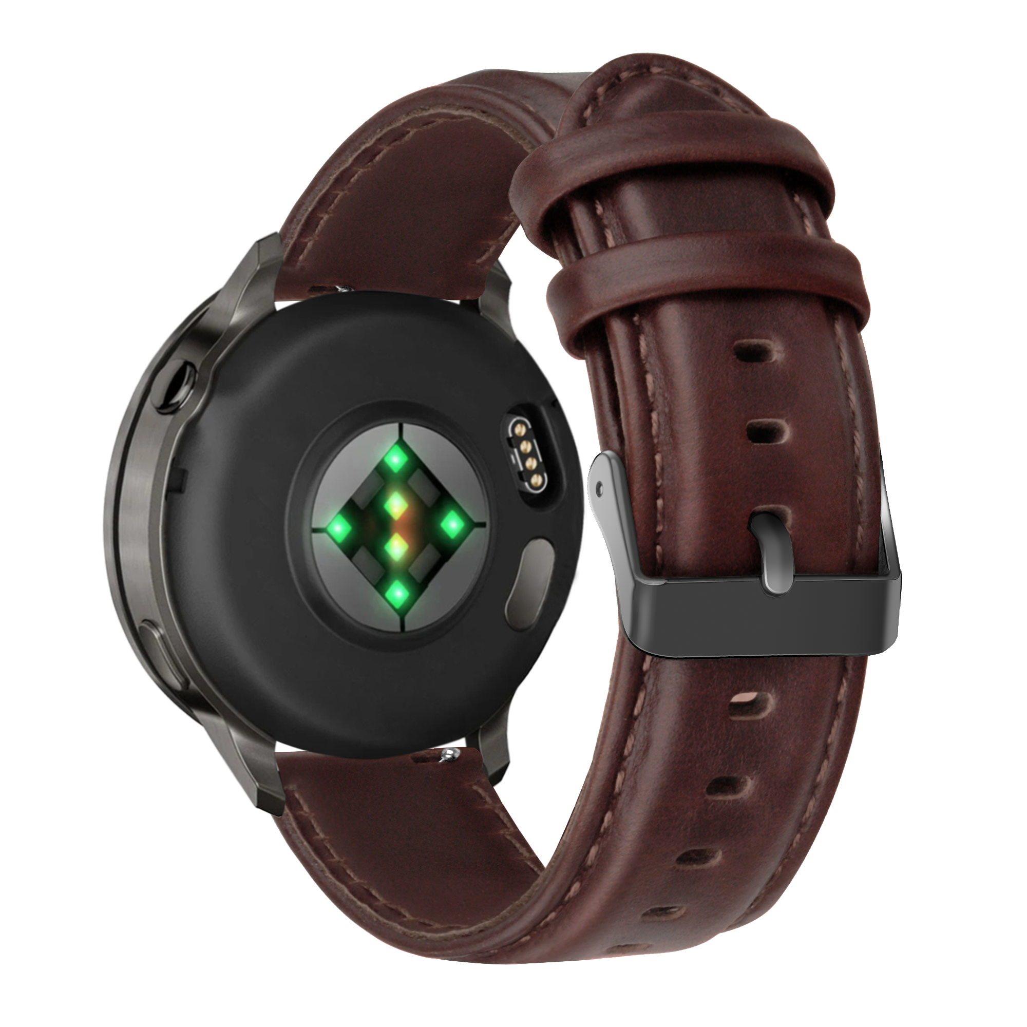 Bandz Garmin Venu SQ Leather Strap 'Classic' (Dark Brown)