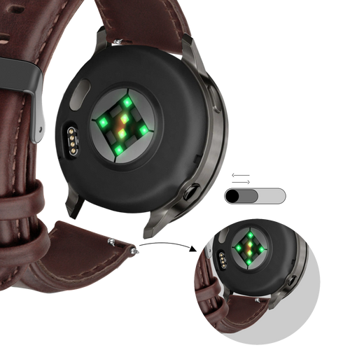 Bandz Garmin Venu 2 Leather Strap 'Classic' (Dark Brown)