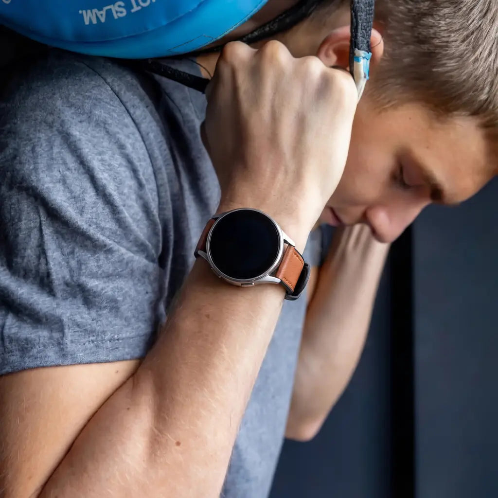 Samsung Galaxy Watch 3 45mm leren hybrid bandje (lichtbruin)