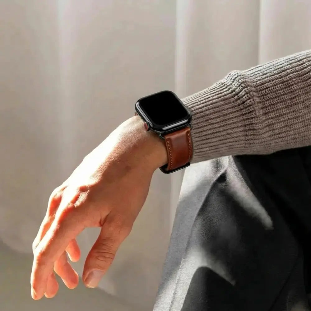 Apple Watch leren band (rood-bruin)