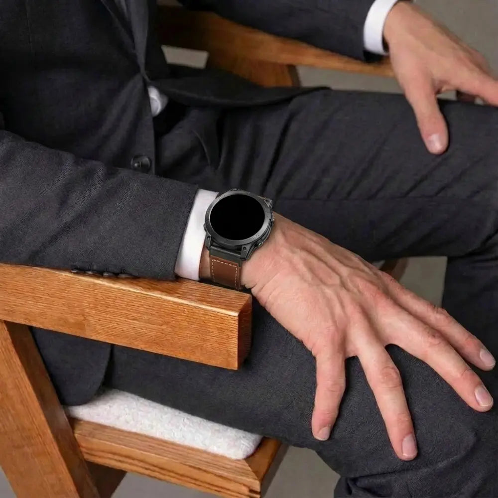 Garmin Instinct 3 - 50mm premium leren bandje (donkerbruin)