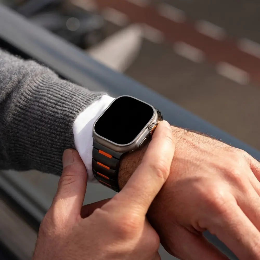 Apple Watch Ultra stalen hybrid band (zwart/oranje)