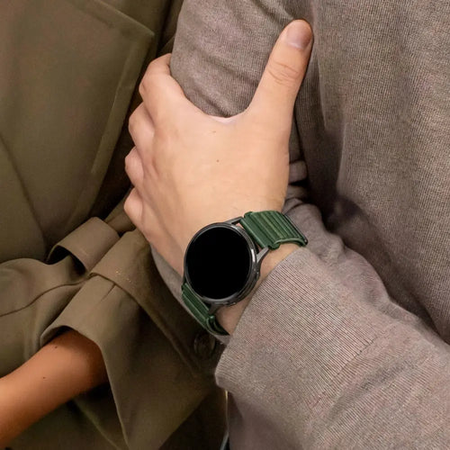 Bandz Garmin Venu 4 - 41mm nylon band 'Wave' (donkergroen)