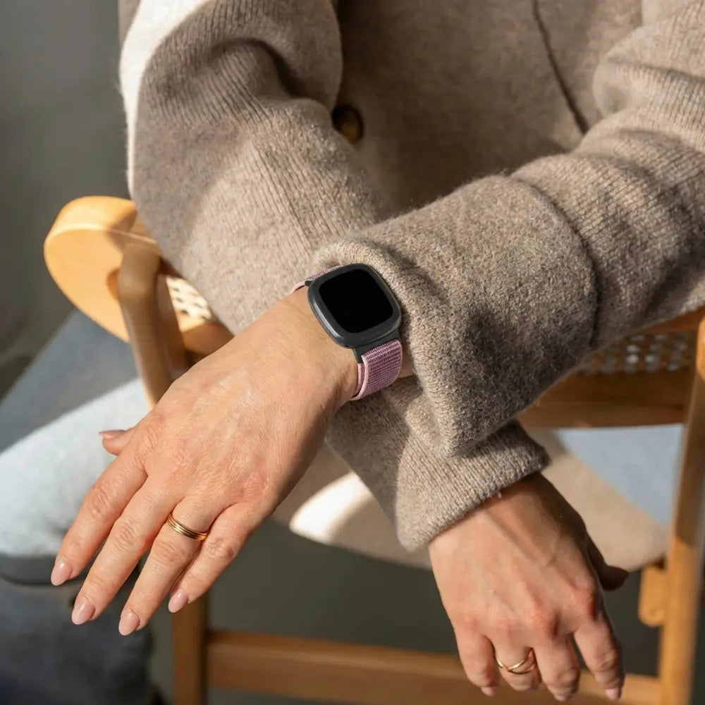 Fitbit Versa 4 Nylon Strap (Pink-Purple)